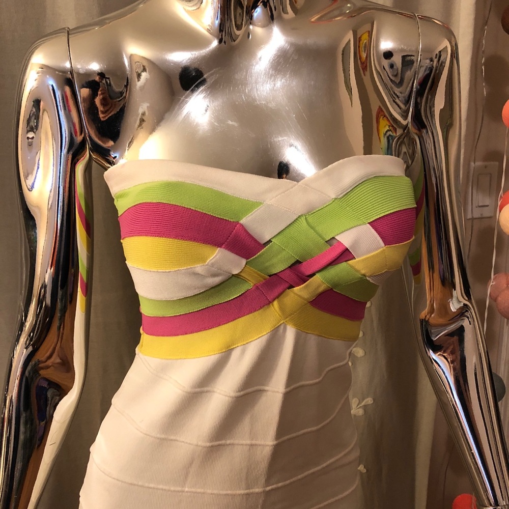 Multicolor Strapless Bandage Dress